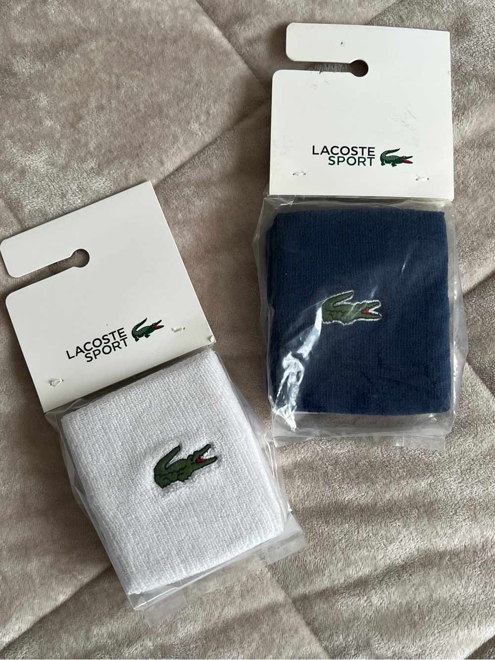 Lacoste White Terry Wristband with Green Crocodile Logo